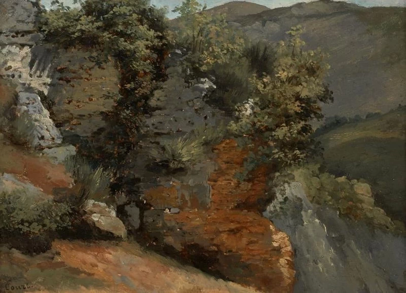 Joseph Désiré Court-91-Studio della vegetazione in un paesaggio roccioso
